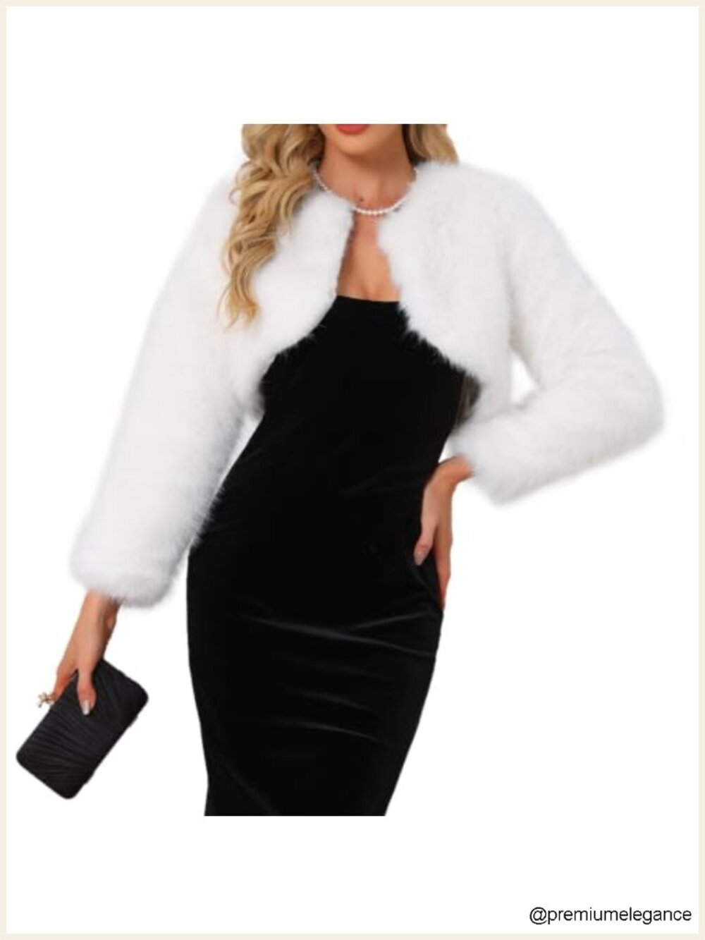 Women's Cropped Faux Fur Shrug Evening Wedding Bolero Jacket
